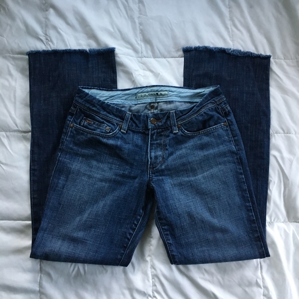 Joe's dark denim jeans, wide leg.